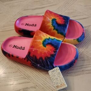 Mudd Vibrant Tie-Dye Slide Sandals Women's NEW